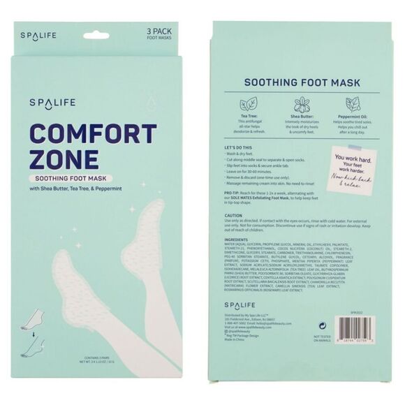 Foot Masks 3-Pack SpaLife Comfort Zone Soothing New Mom Gift Relaxing Feet NWT - Picture 1 of 11